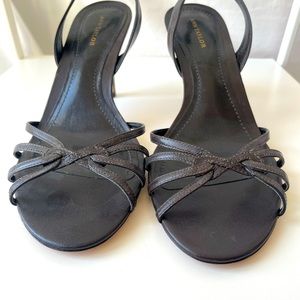 Retro 90's Brown Leather Kitten Heels